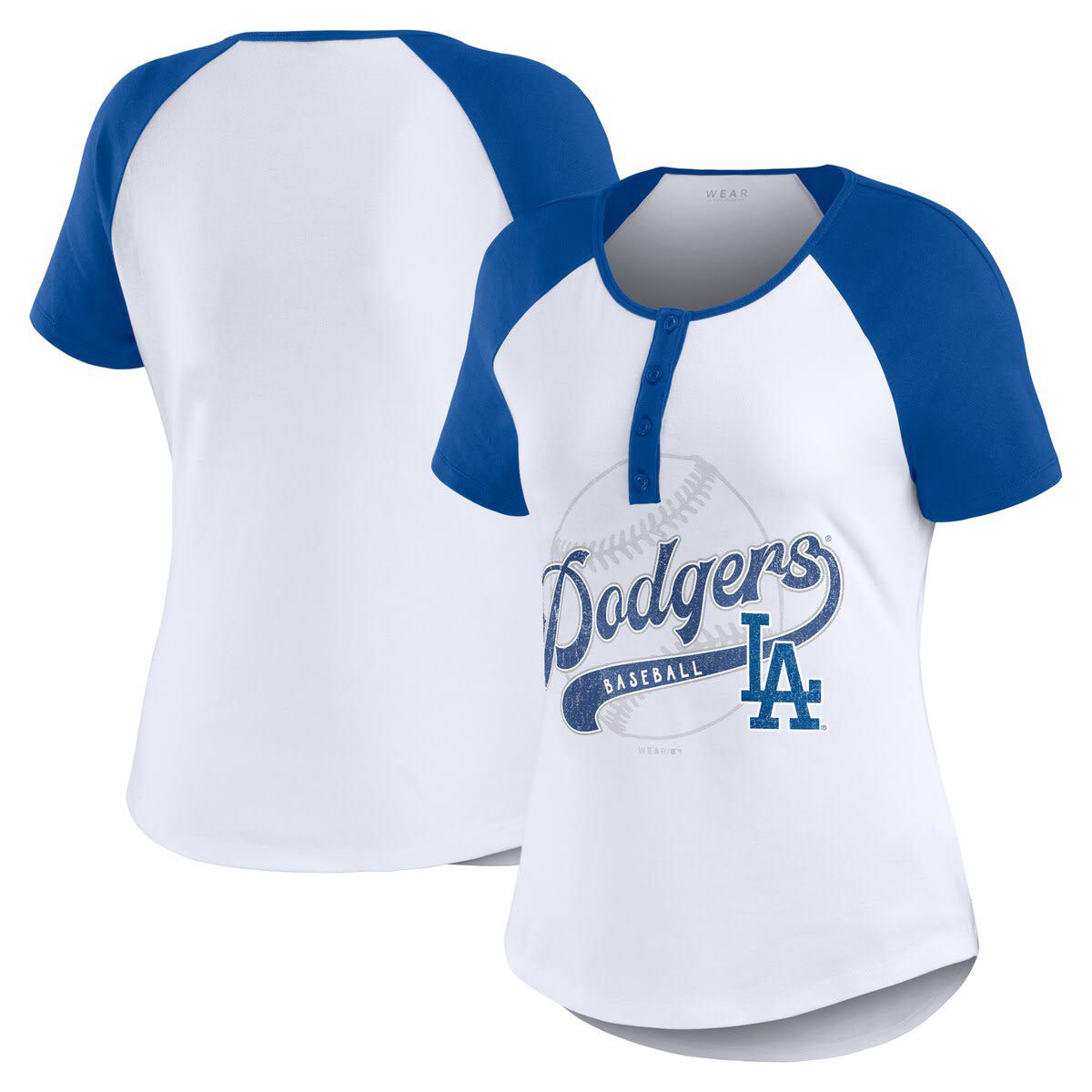 MLB Los Angeles Dodgers Fitted Henley Raglan T-Shirt