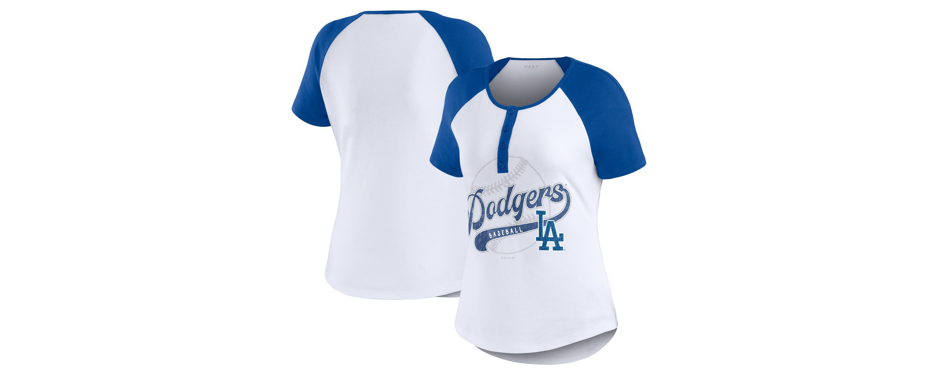 MLB Los Angeles Dodgers Fitted Henley Raglan T-Shirt