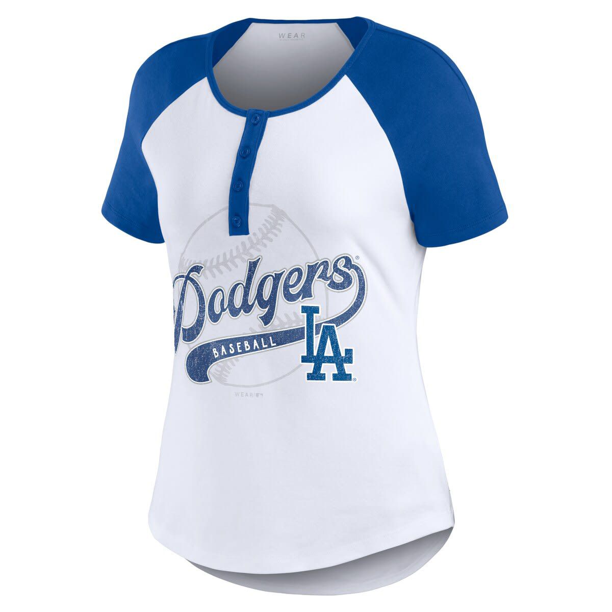 MLB Los Angeles Dodgers Fitted Henley Raglan T-Shirt