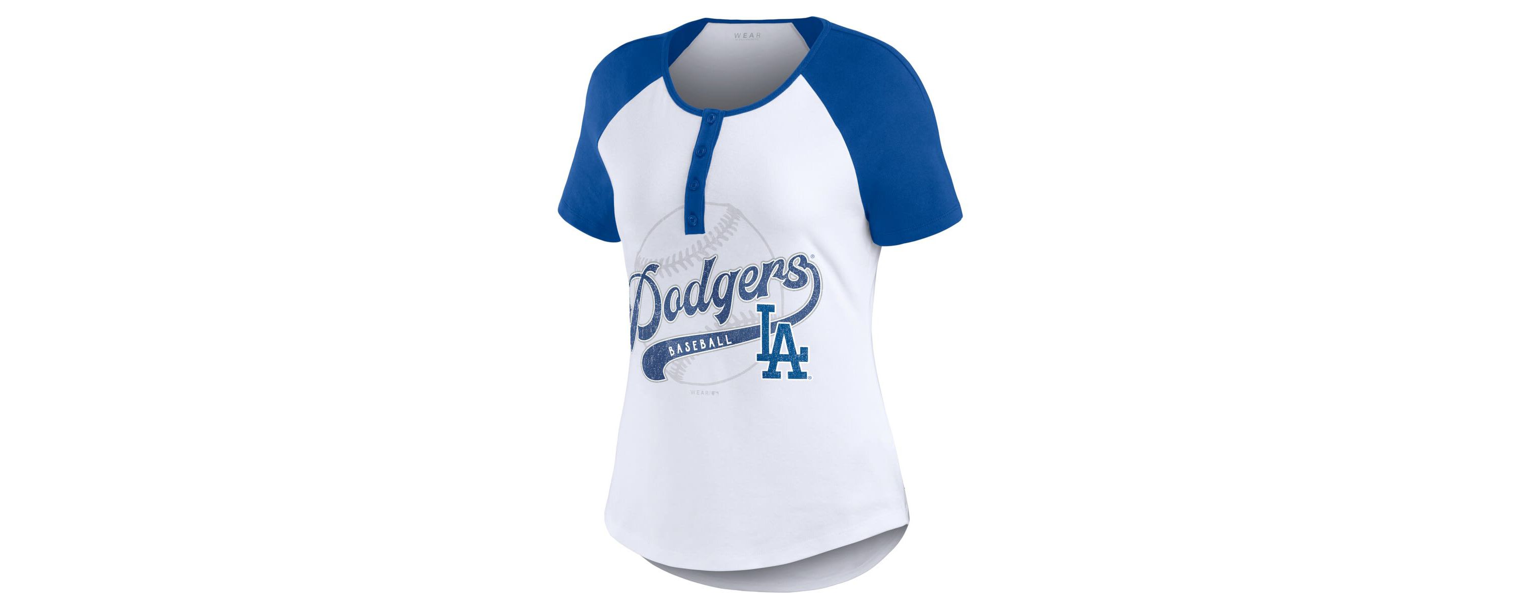 MLB Los Angeles Dodgers Fitted Henley Raglan T-Shirt