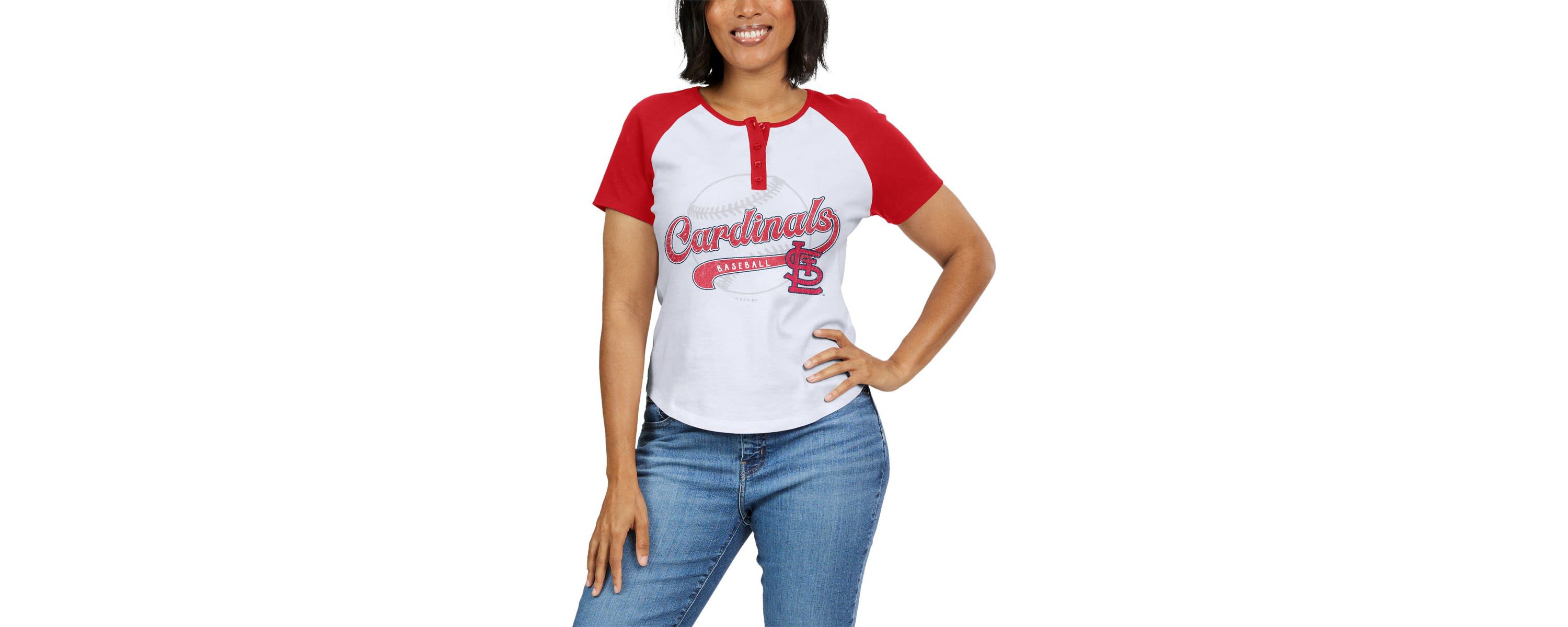 MLB St. Louis Cardinals Fitted Henley Raglan T-Shirt