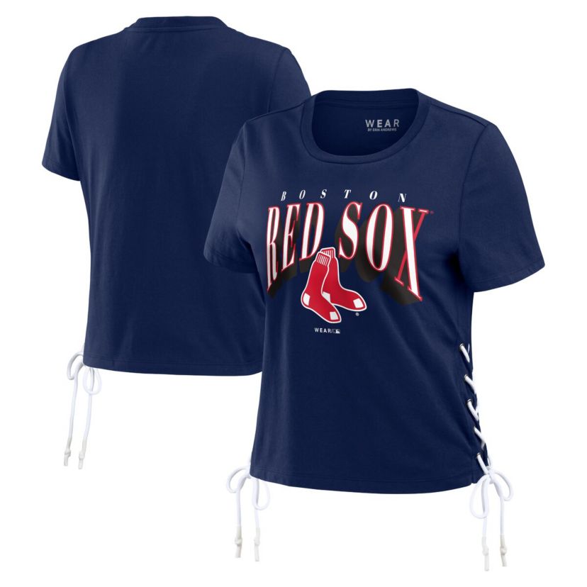 Boston Red Sox MLB Boston Sox Side Lace-Up Cropped T-Shirt