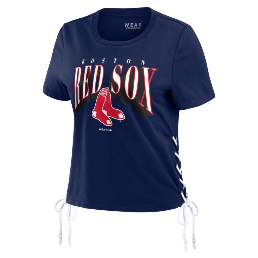 Boston Red Sox MLB Boston Sox Side Lace-Up Cropped T-Shirt