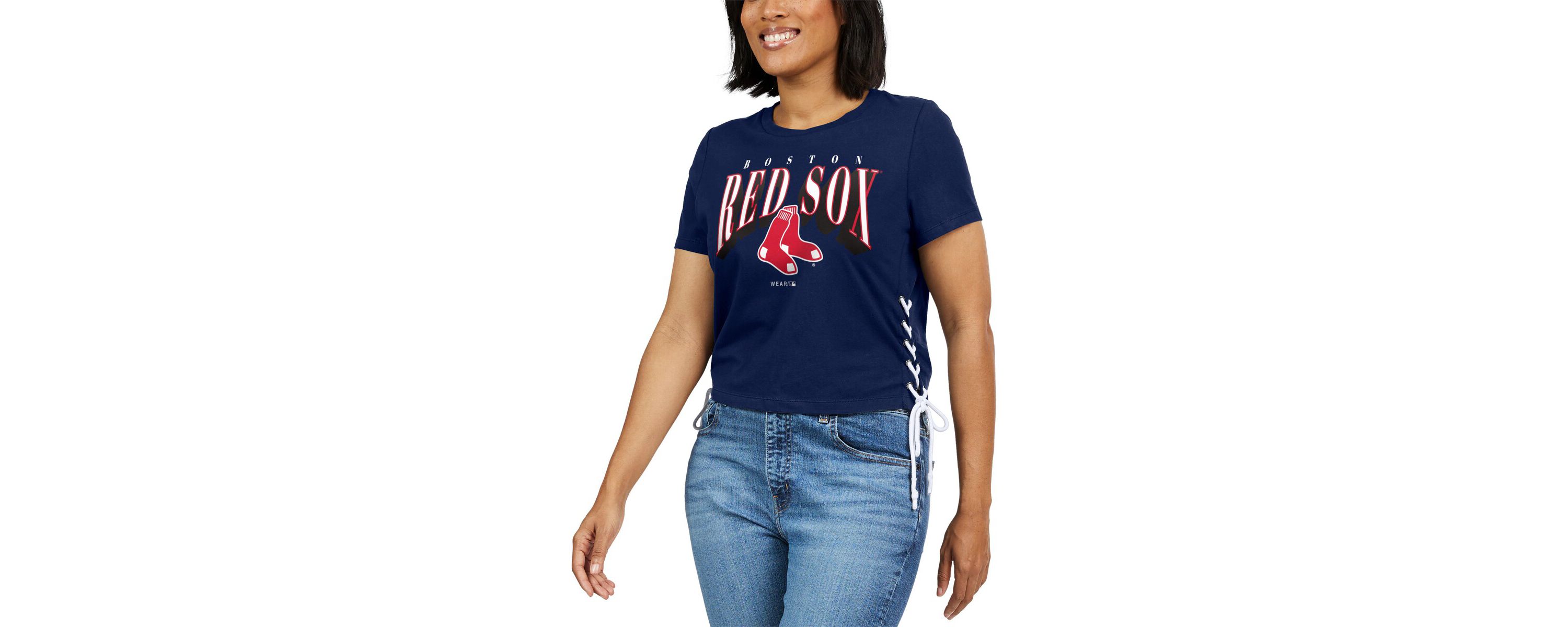 Boston Red Sox MLB Boston Sox Side Lace-Up Cropped T-Shirt