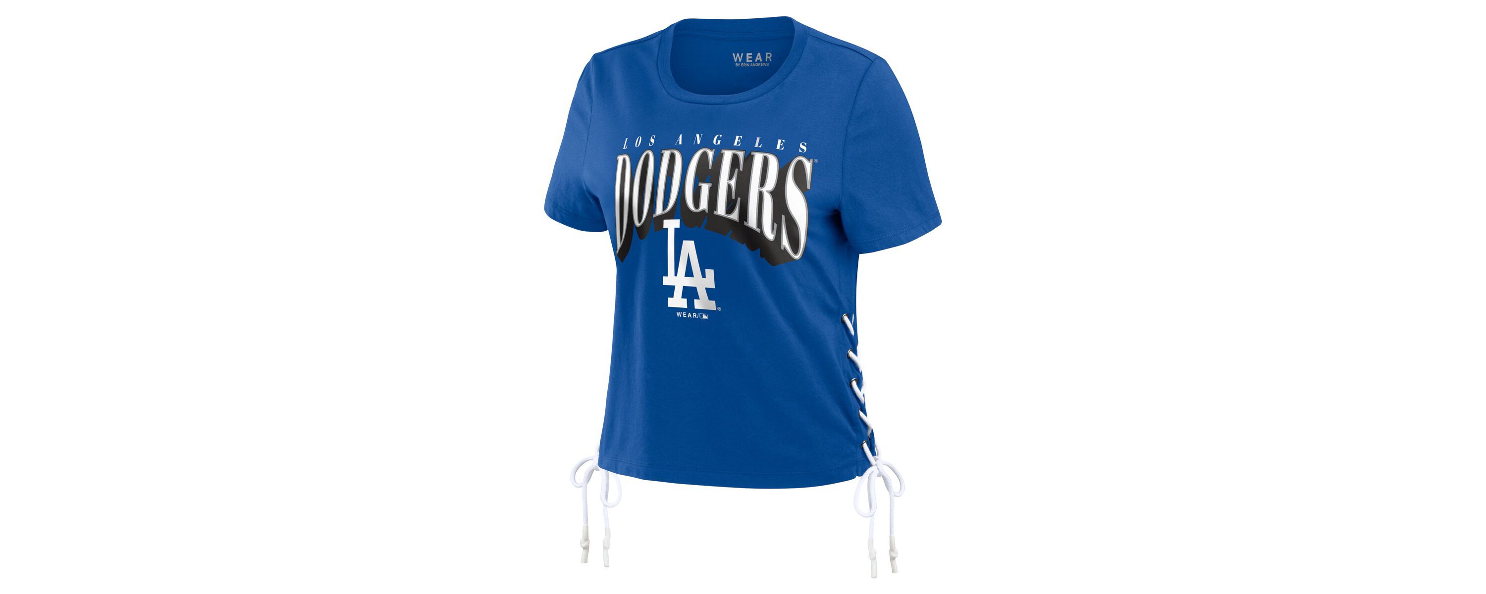 MLB Los Angeles Dodgers Side Lace-Up Cropped T-Shirt