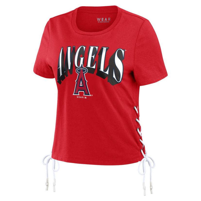 MLB Los Angeles Angels Side Lace-Up Cropped T-Shirt