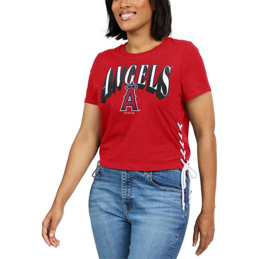 MLB Los Angeles Angels Side Lace-Up Cropped T-Shirt