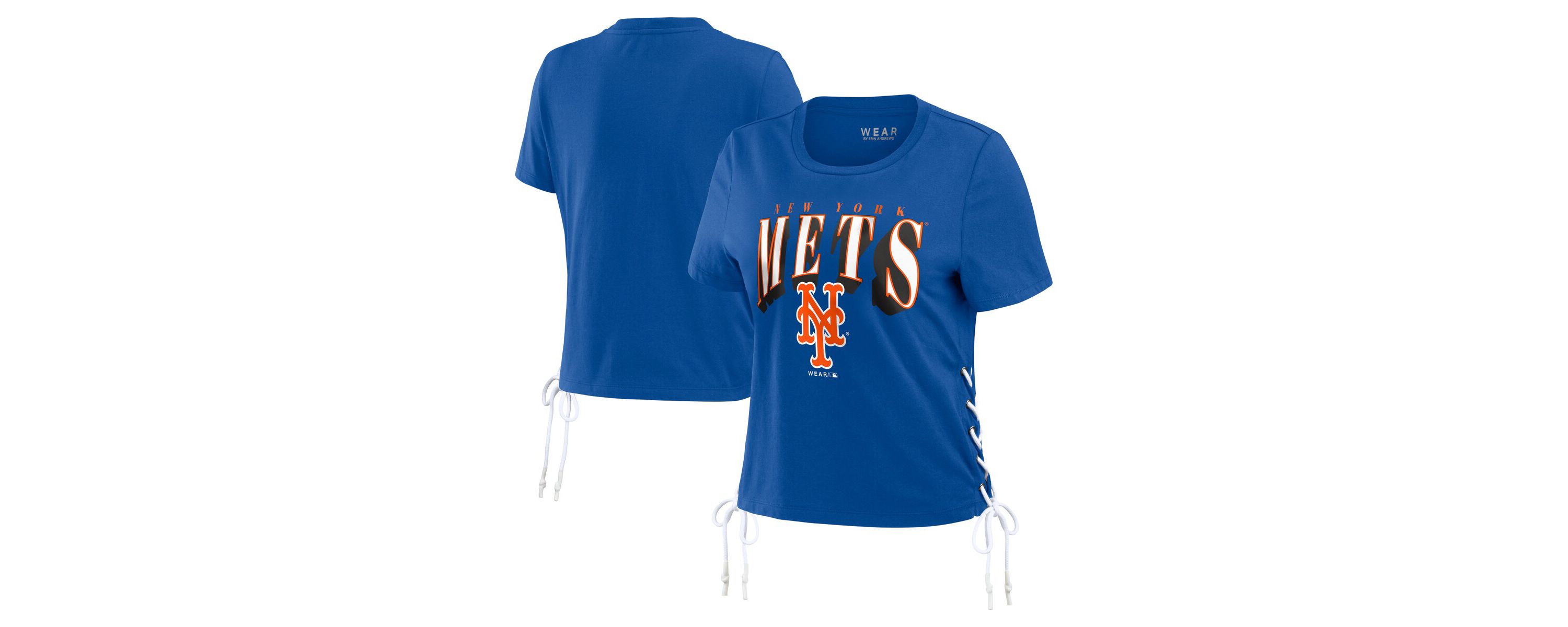 MLB New York Mets Side Lace-Up Cropped T-Shirt