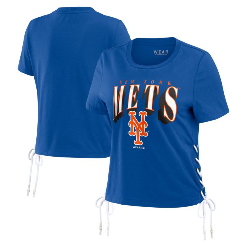 MLB New York Mets Side Lace-Up Cropped T-Shirt
