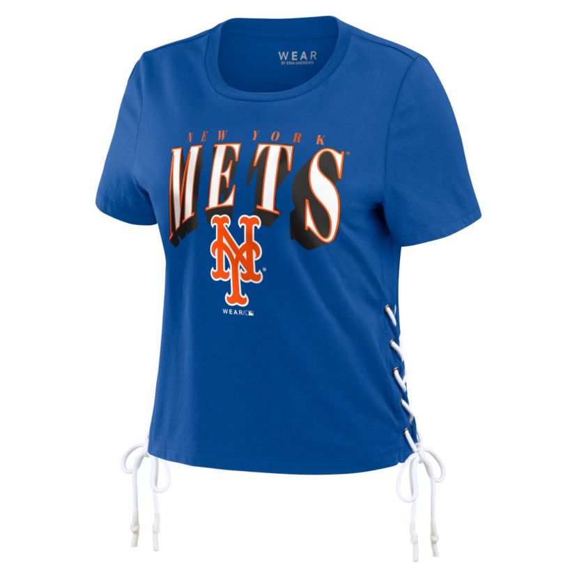 MLB New York Mets Side Lace-Up Cropped T-Shirt