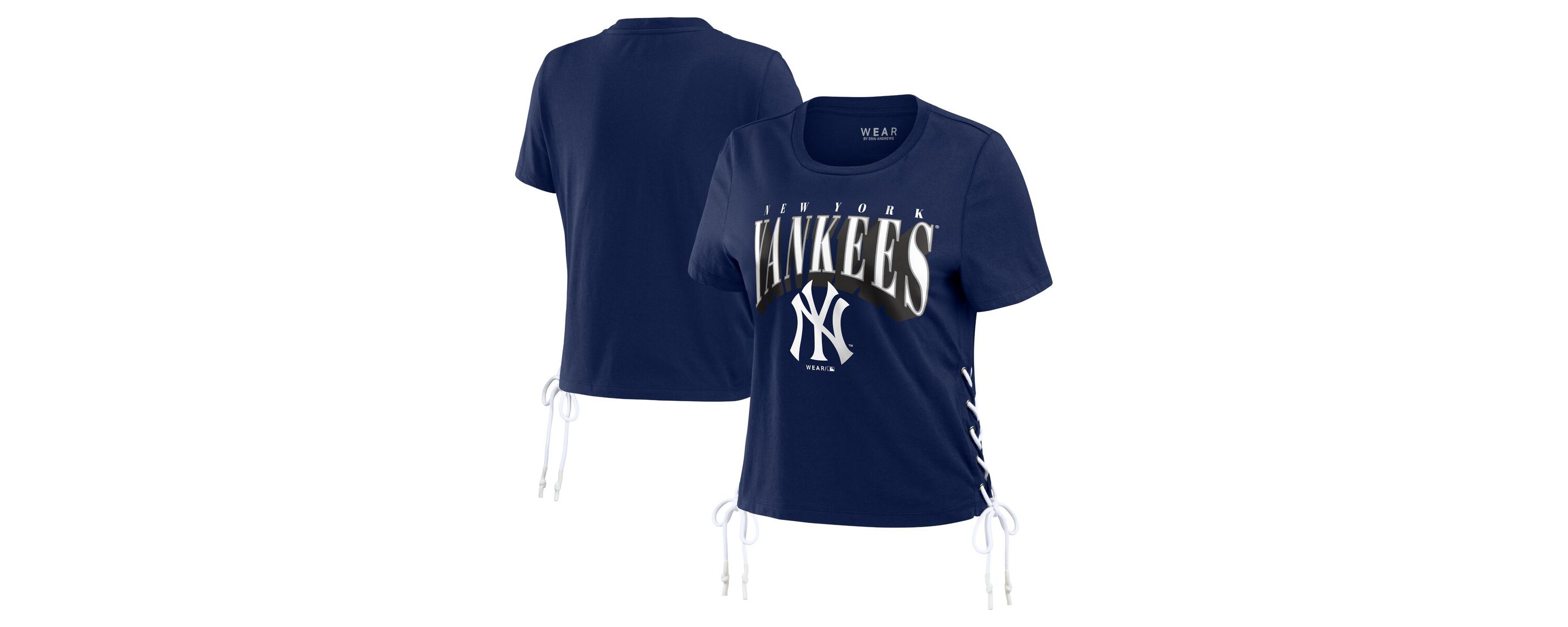MLB New York Yankees Side Lace-Up Cropped T-Shirt