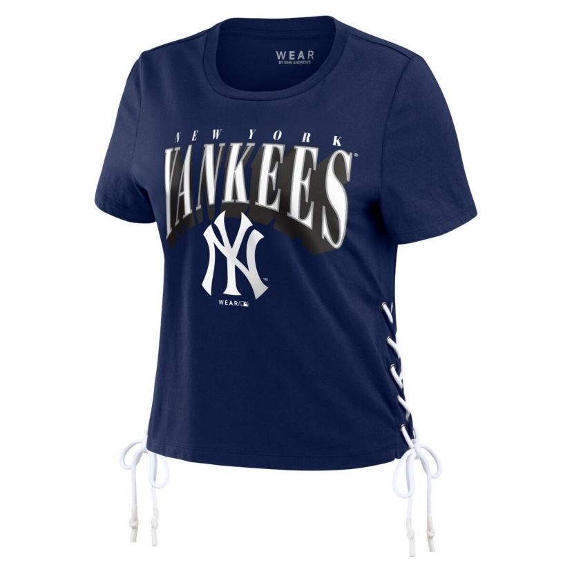 MLB New York Yankees Side Lace-Up Cropped T-Shirt