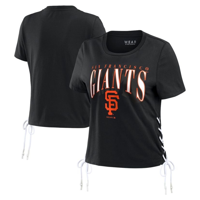 MLB San Francisco Giants Side Lace-Up Cropped T-Shirt