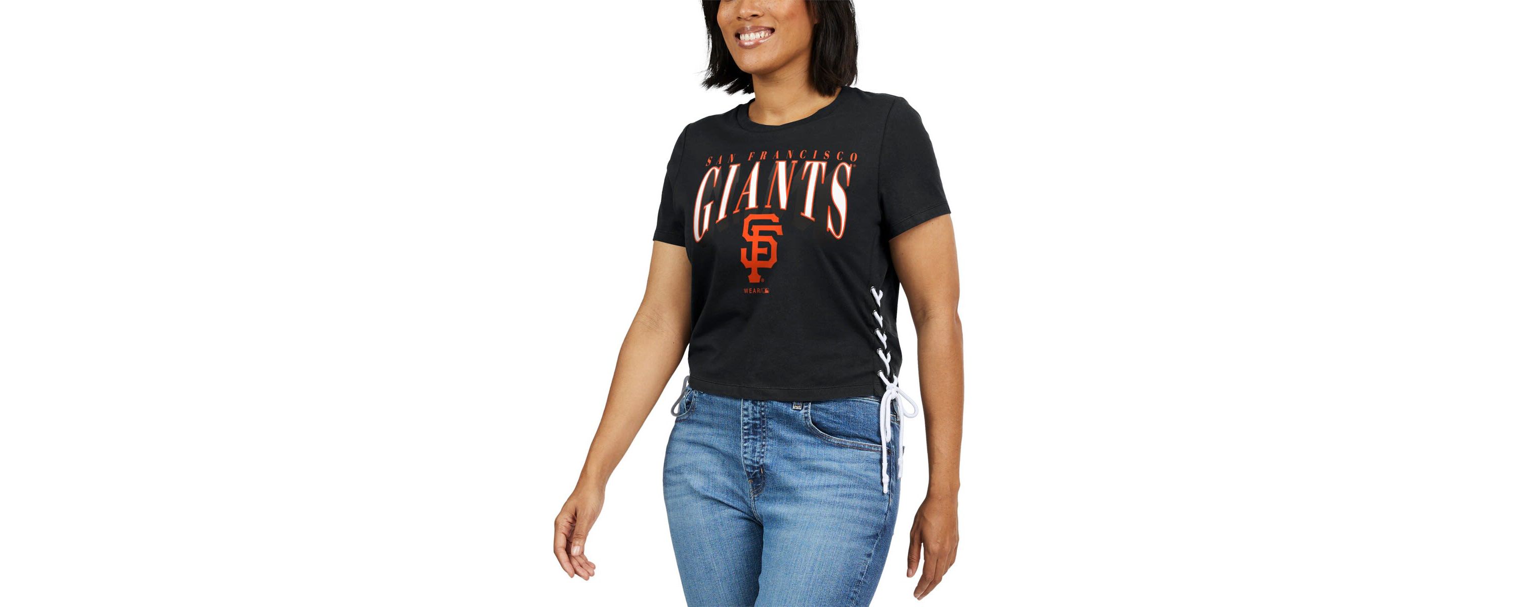 MLB San Francisco Giants Side Lace-Up Cropped T-Shirt
