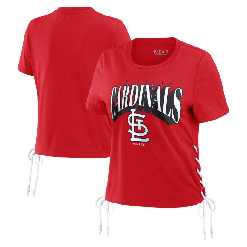MLB St. Louis Cardinals Side Lace-Up Cropped T-Shirt