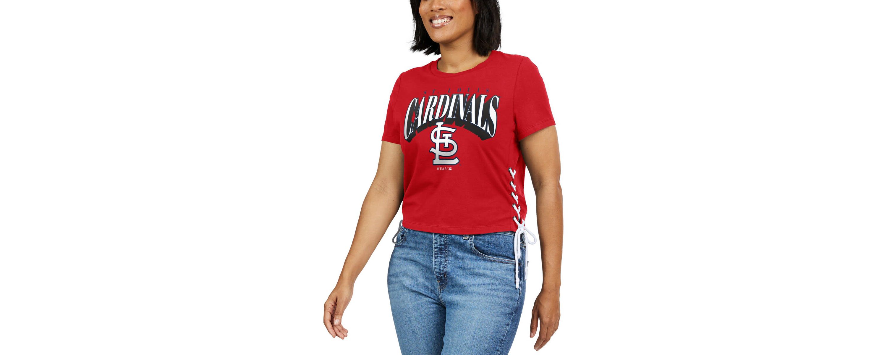 MLB St. Louis Cardinals Side Lace-Up Cropped T-Shirt