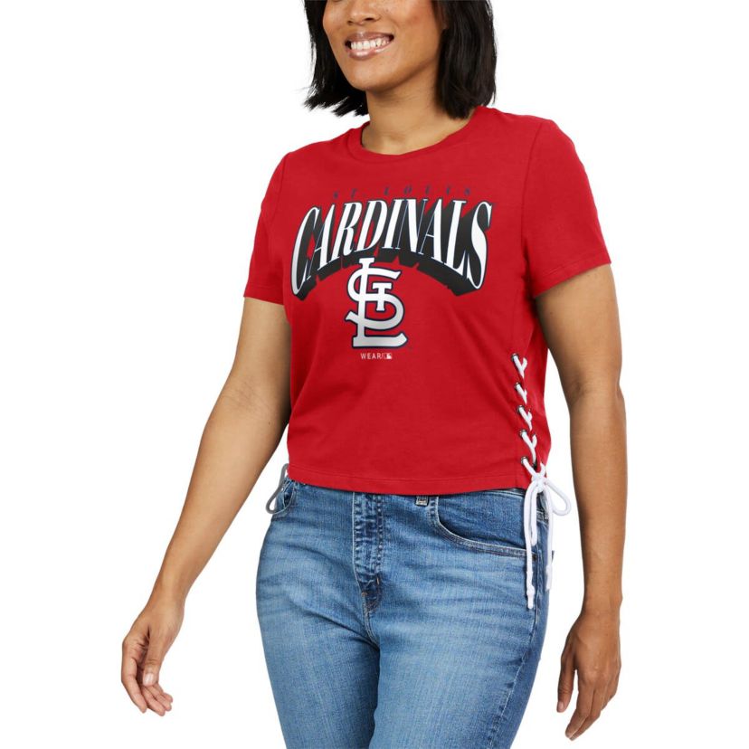 MLB St. Louis Cardinals Side Lace-Up Cropped T-Shirt