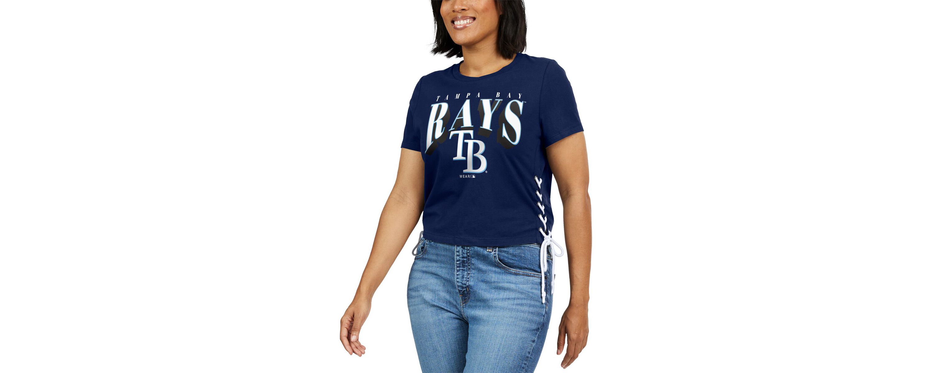 MLB Tampa Bay Rays Side Lace-Up Cropped T-Shirt