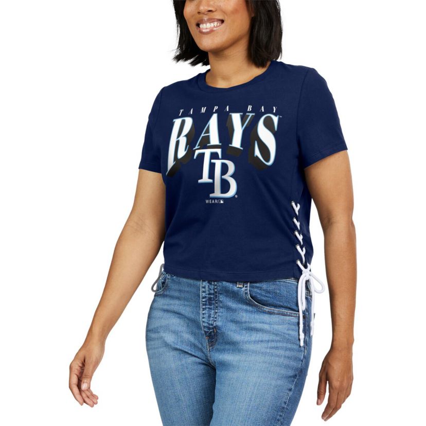 MLB Tampa Bay Rays Side Lace-Up Cropped T-Shirt