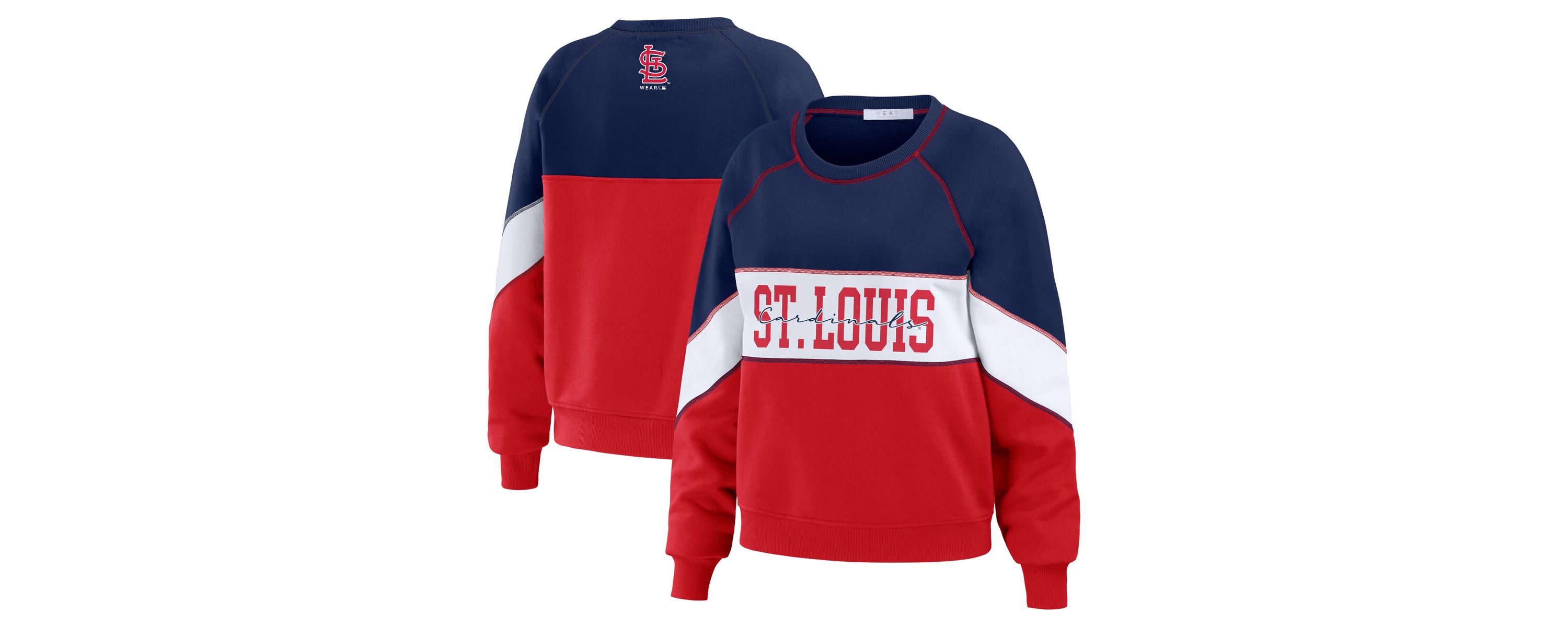 MLB St. Louis Cardinals Color Block Crew Neck Pullover Sweatshirt