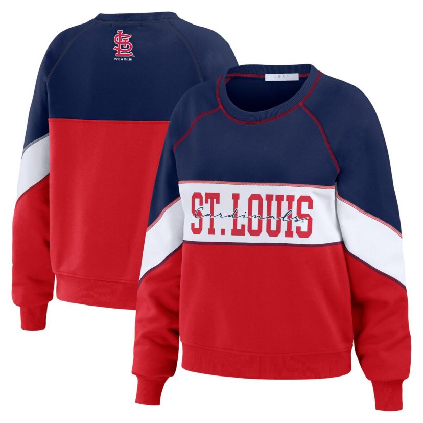 MLB St. Louis Cardinals Color Block Crew Neck Pullover Sweatshirt