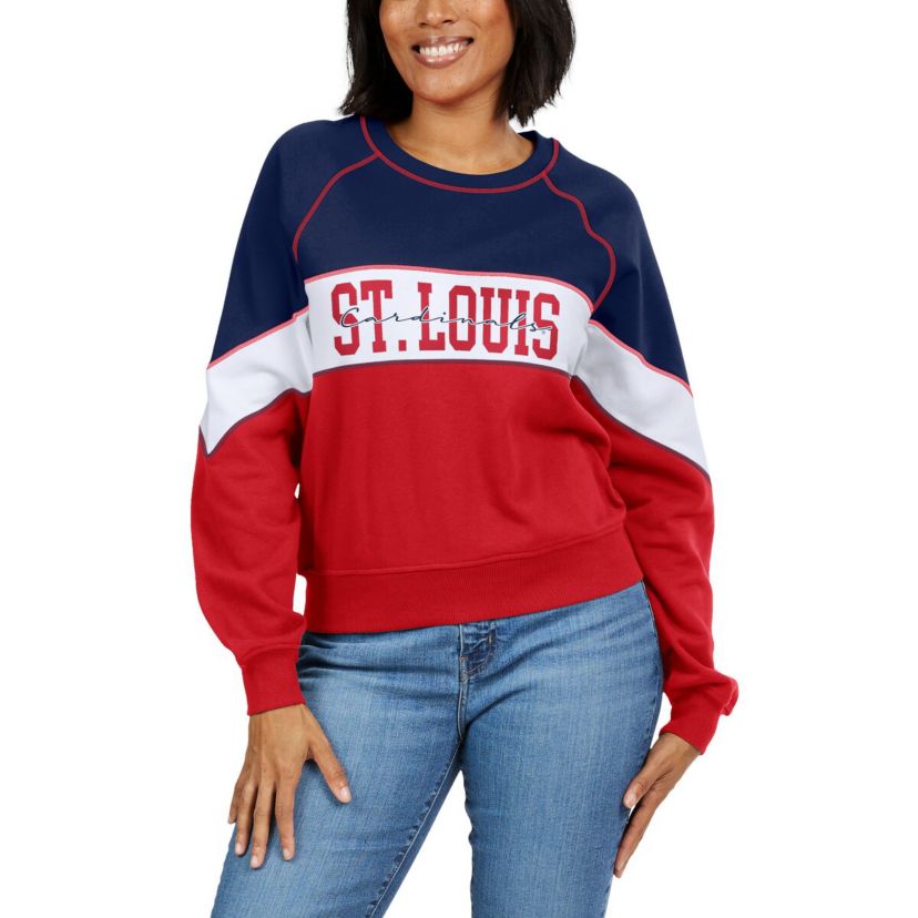 MLB St. Louis Cardinals Color Block Crew Neck Pullover Sweatshirt