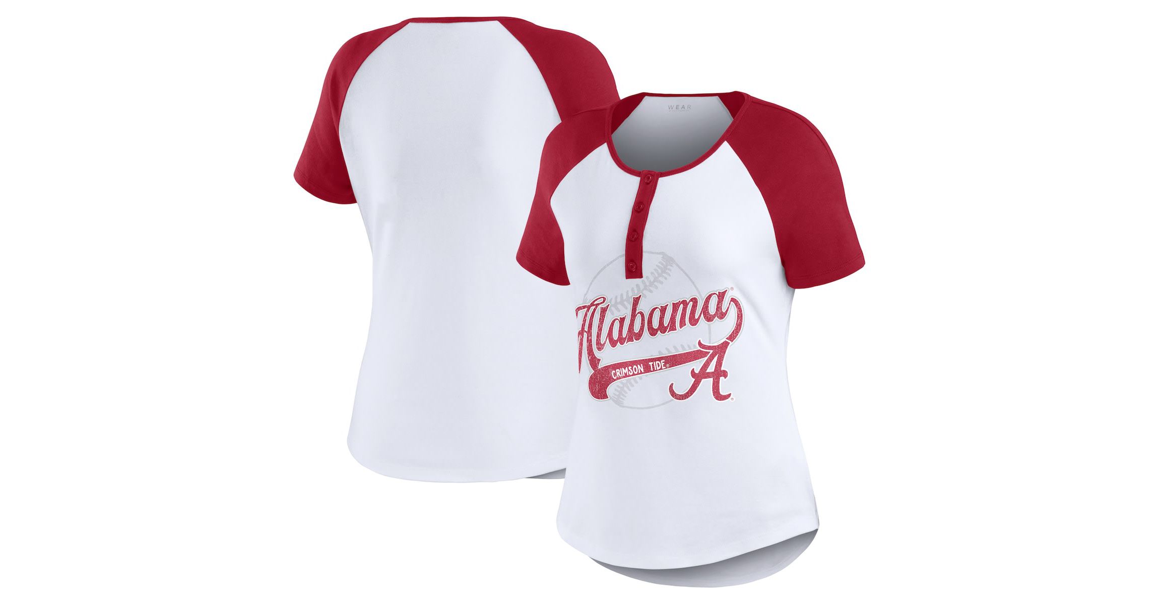 Alabama Crimson Tide NCAA Alabama Tide Baseball Logo Raglan Henley T-Shirt