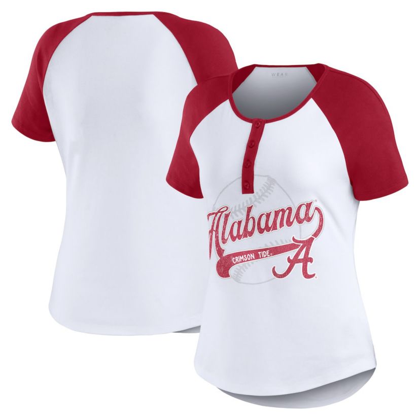Alabama Crimson Tide NCAA Alabama Tide Baseball Logo Raglan Henley T-Shirt