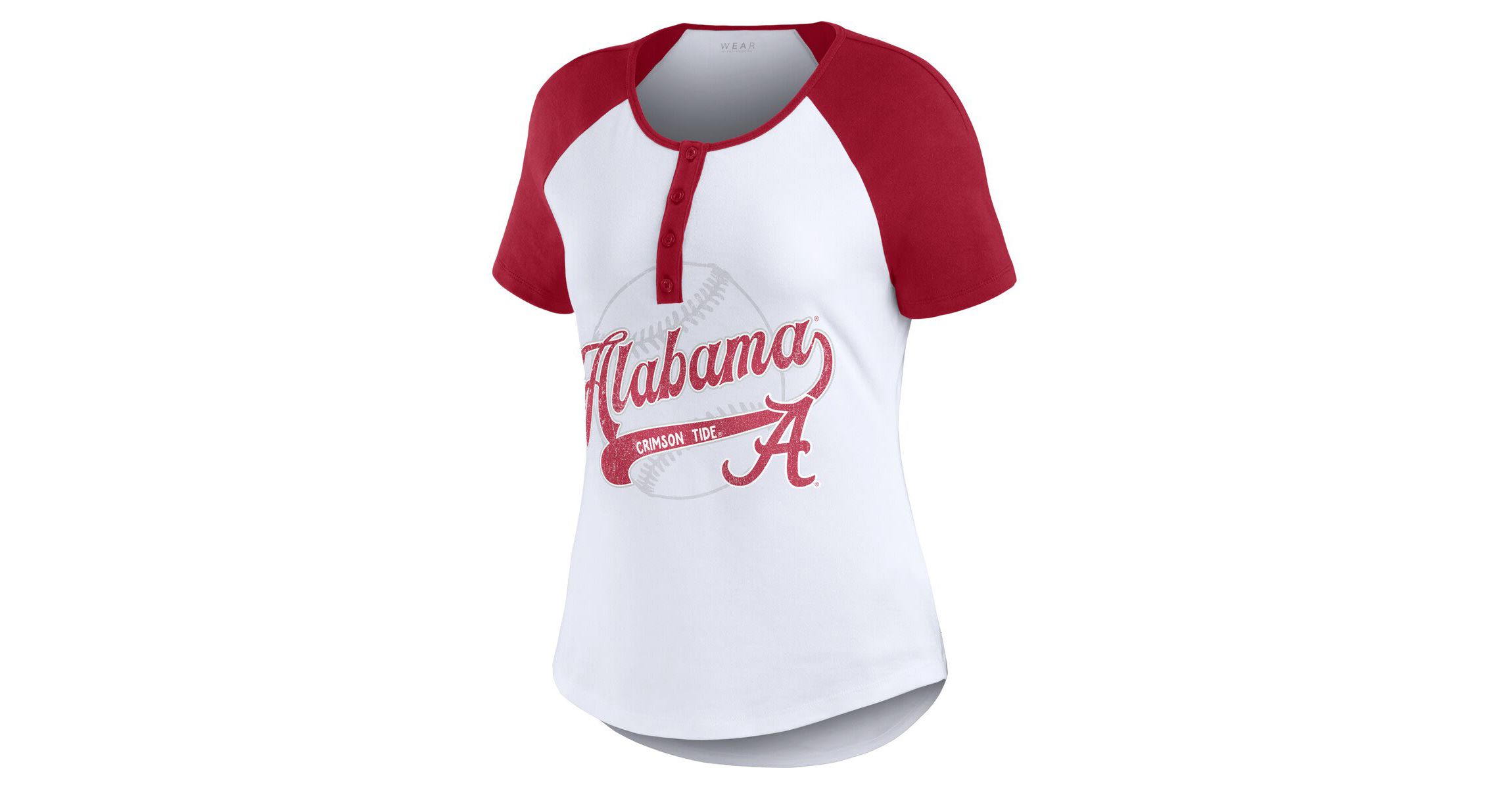 Alabama Crimson Tide NCAA Alabama Tide Baseball Logo Raglan Henley T-Shirt