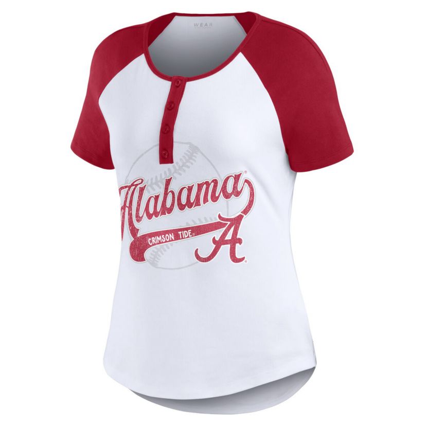 Alabama Crimson Tide NCAA Alabama Tide Baseball Logo Raglan Henley T-Shirt