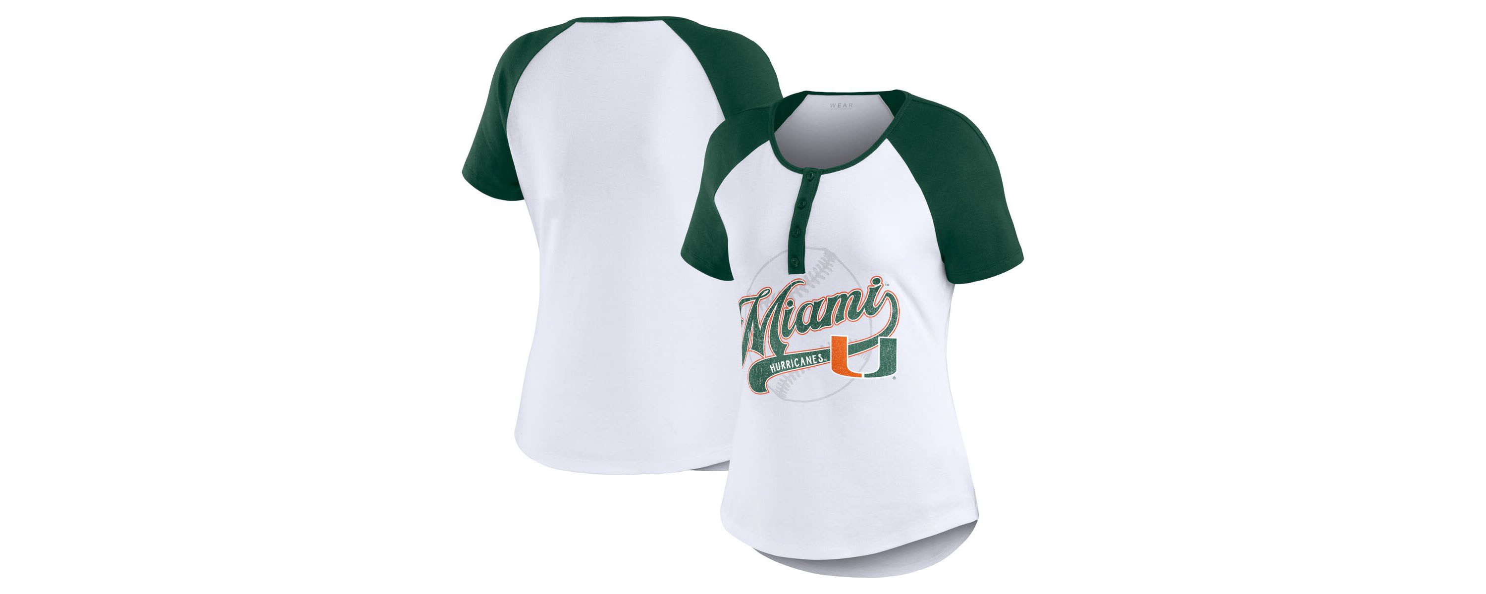 Miami (FL) Hurricanes NCAA Miami Hurricanes Baseball Logo Raglan Henley T-Shirt