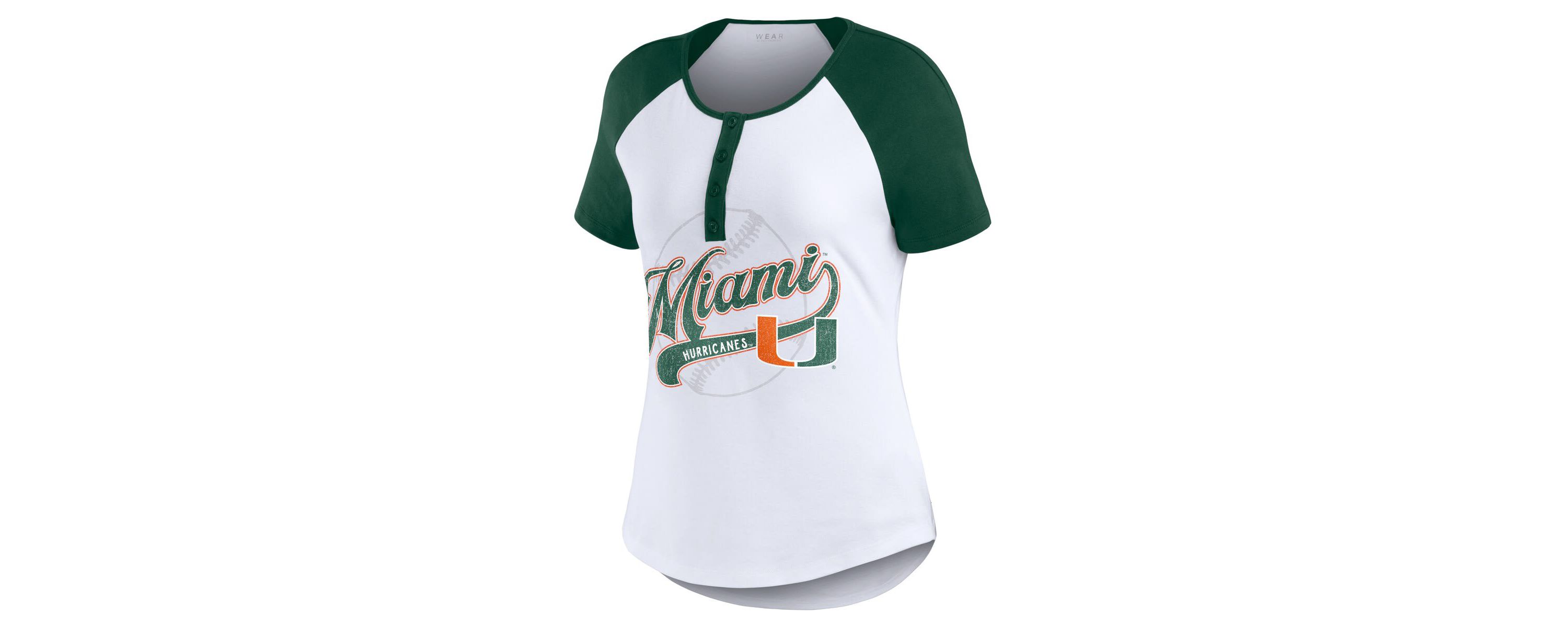 Miami (FL) Hurricanes NCAA Miami Hurricanes Baseball Logo Raglan Henley T-Shirt