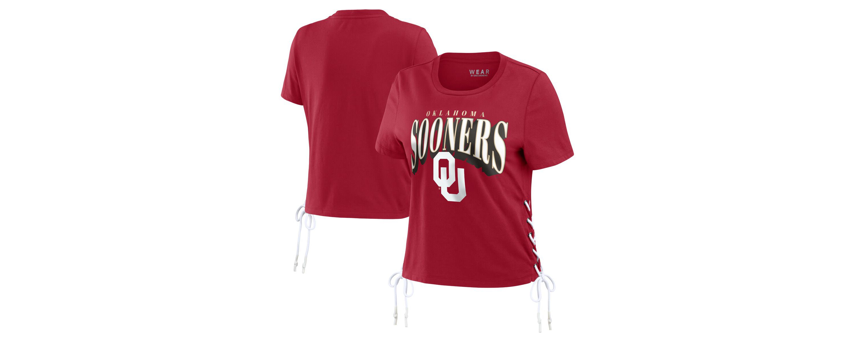 NCAA Oklahoma Sooners Side Lace-Up Modest Crop T-Shirt