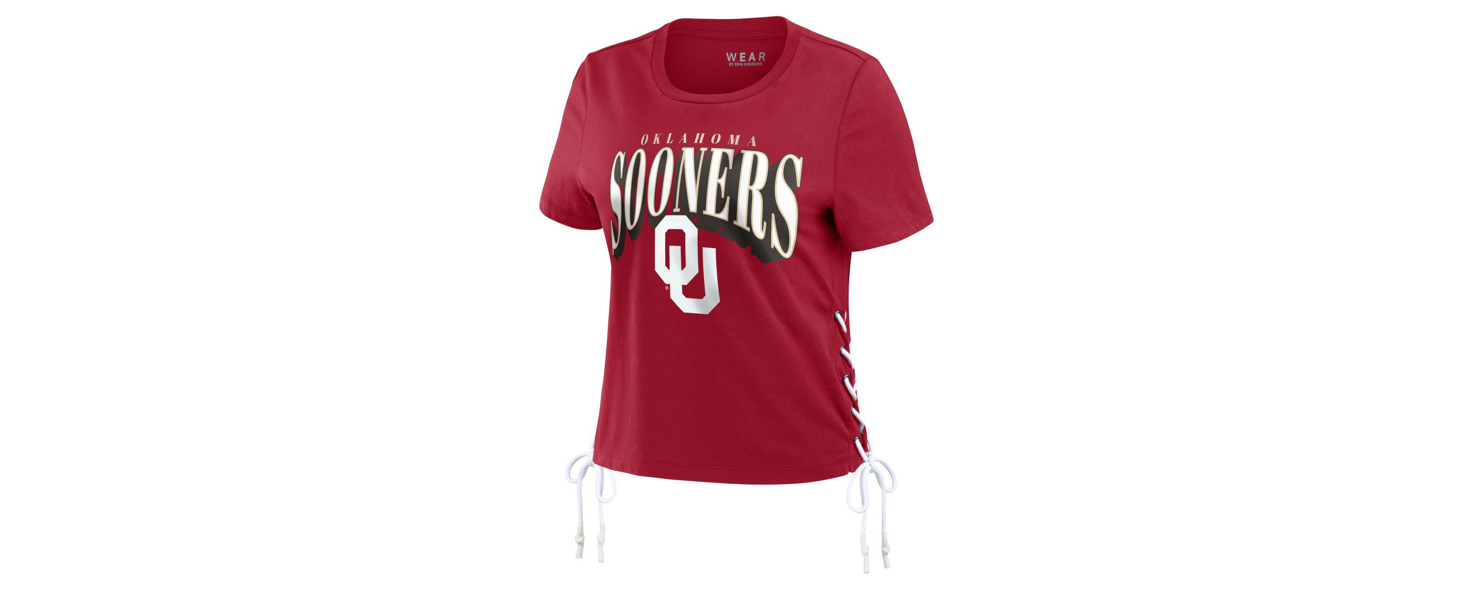 NCAA Oklahoma Sooners Side Lace-Up Modest Crop T-Shirt