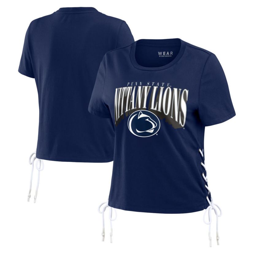NCAA Penn State Nittany Lions Side Lace-Up Modest Crop T-Shirt