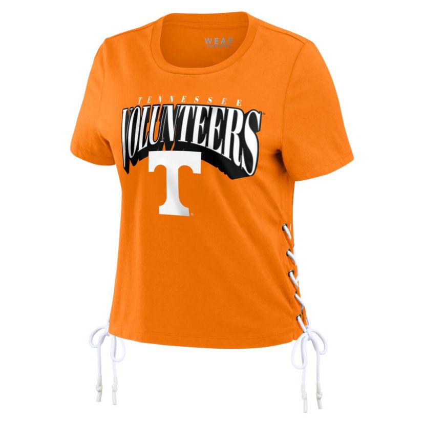 NCAA Tennessee Tennessee Volunteers Side Lace-Up Modest Crop T-Shirt
