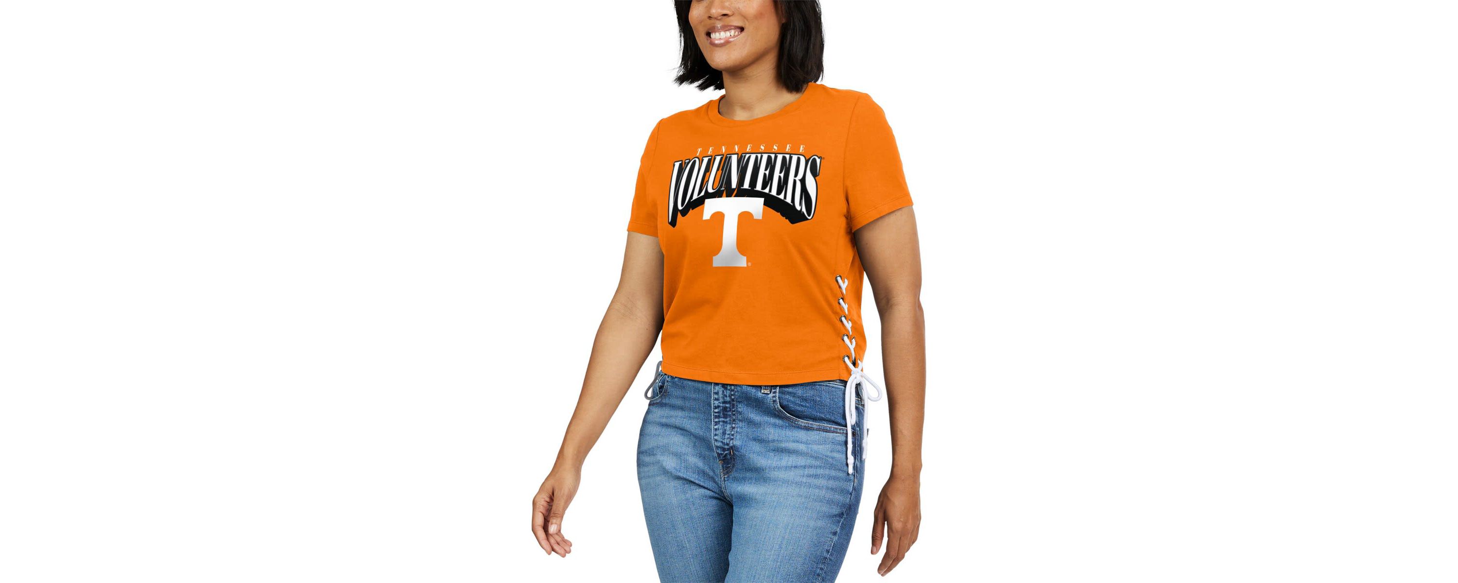 NCAA Tennessee Tennessee Volunteers Side Lace-Up Modest Crop T-Shirt