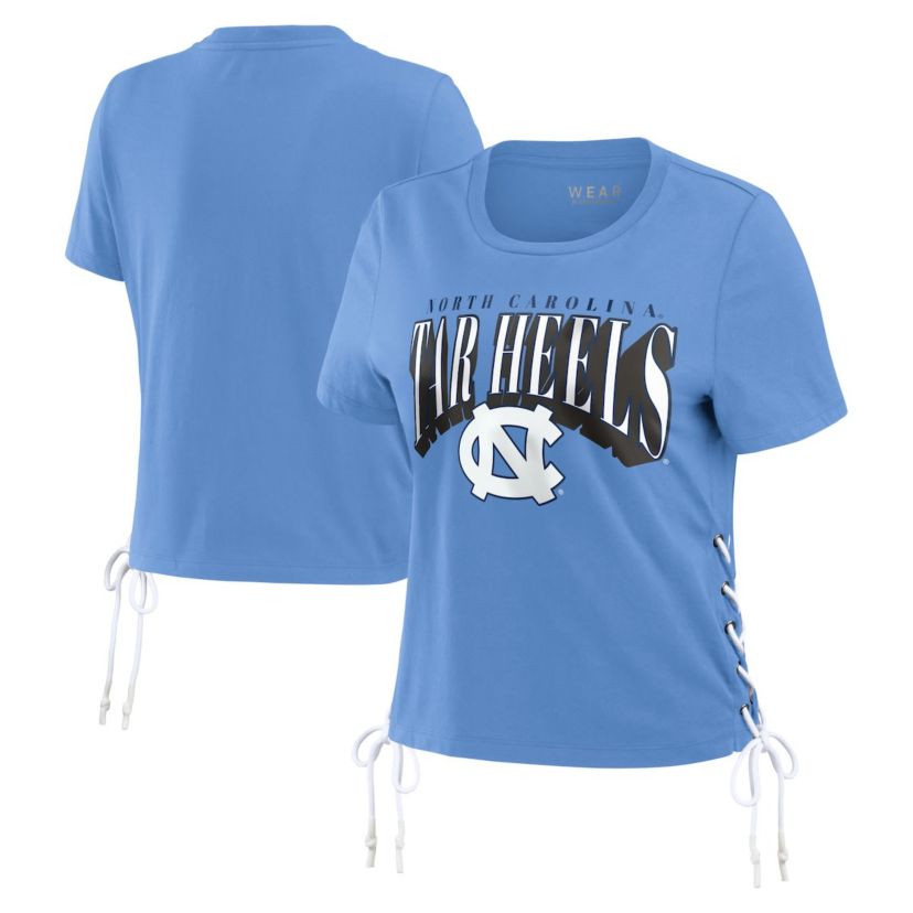 NCAA Carolina North Carolina Tar Heels Side Lace-Up Modest Crop T-Shirt