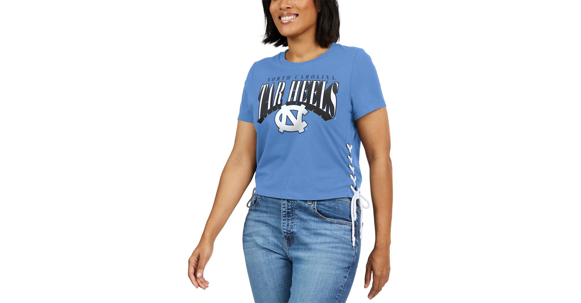 NCAA Carolina North Carolina Tar Heels Side Lace-Up Modest Crop T-Shirt