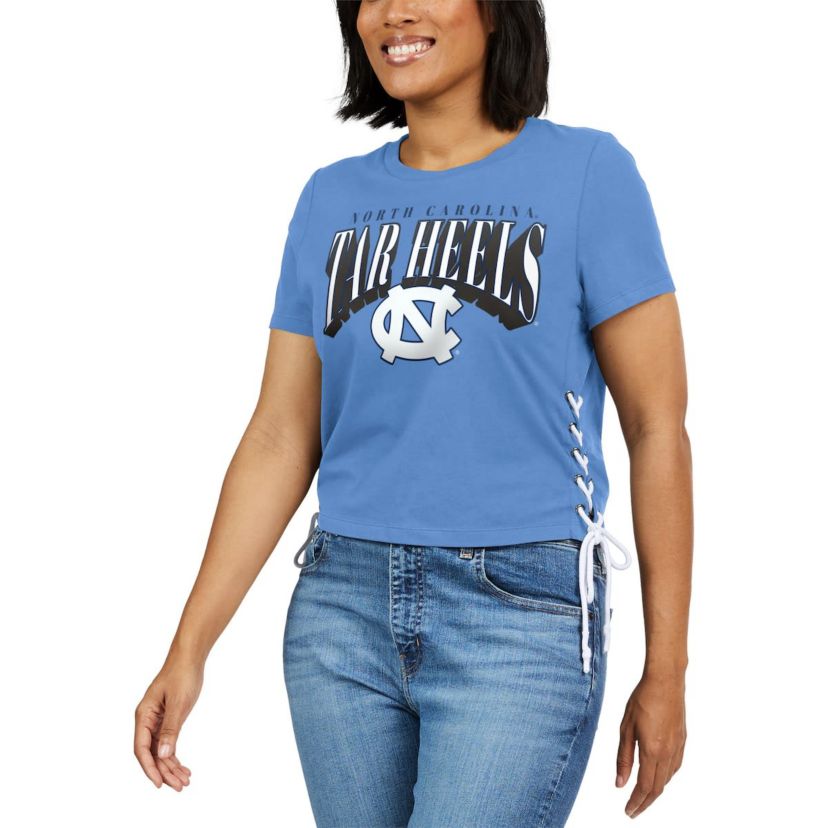 NCAA Carolina North Carolina Tar Heels Side Lace-Up Modest Crop T-Shirt