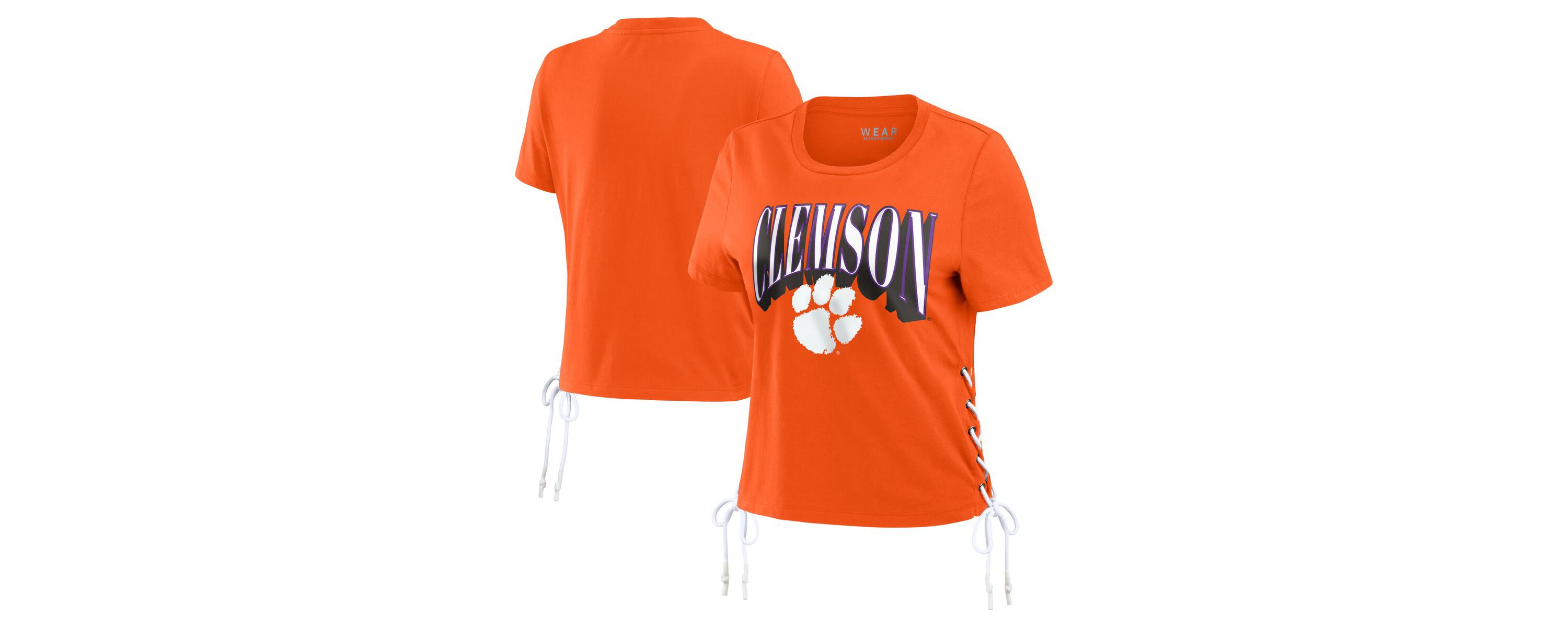 NCAA Clemson Tigers Side Lace-Up Modest Crop T-Shirt