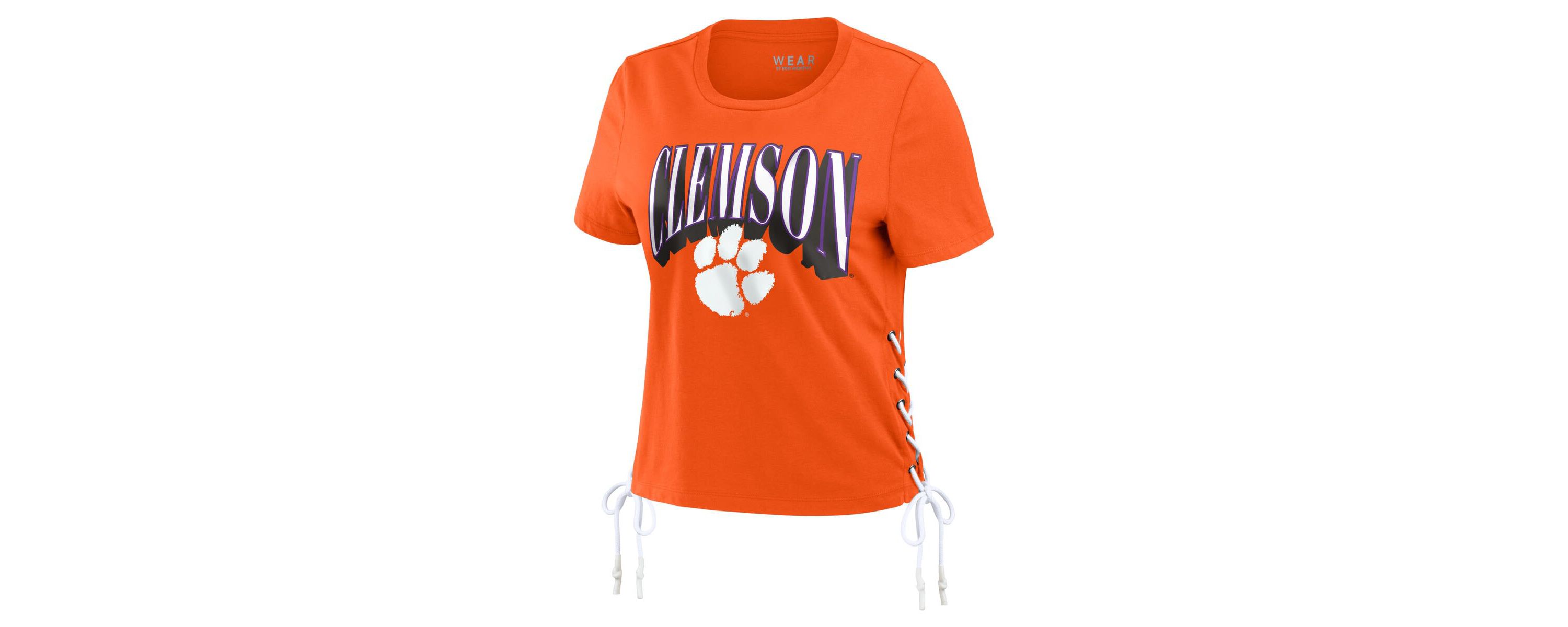 NCAA Clemson Tigers Side Lace-Up Modest Crop T-Shirt
