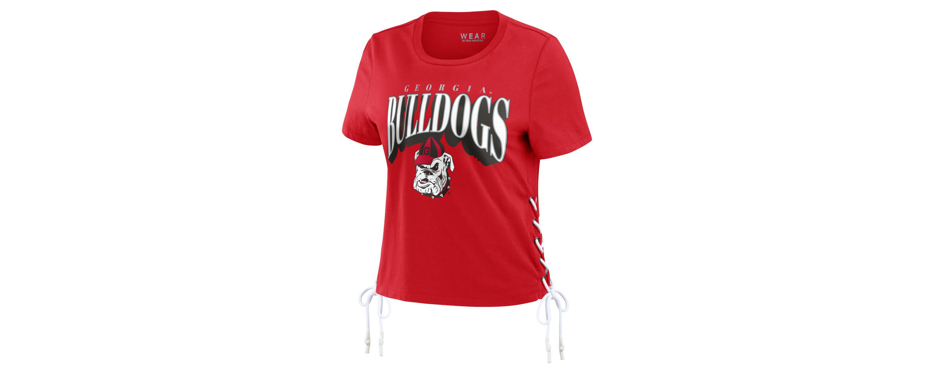 NCAA Georgia Bulldogs Side Lace-Up Modest Crop T-Shirt
