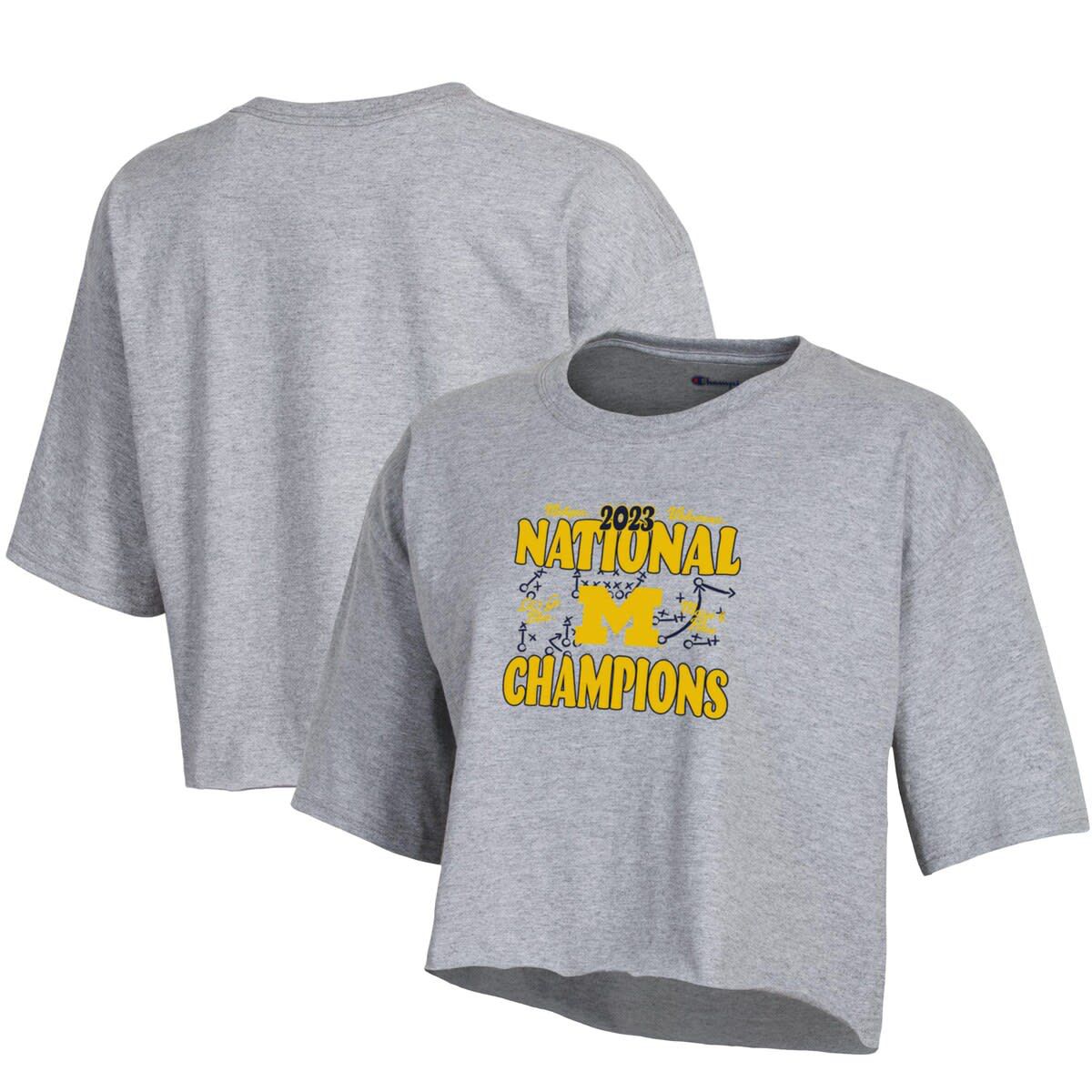 NCAA Michigan Wolverines NCAA Football Playoff 2023 National s Boyfriend Crop T-Shirt