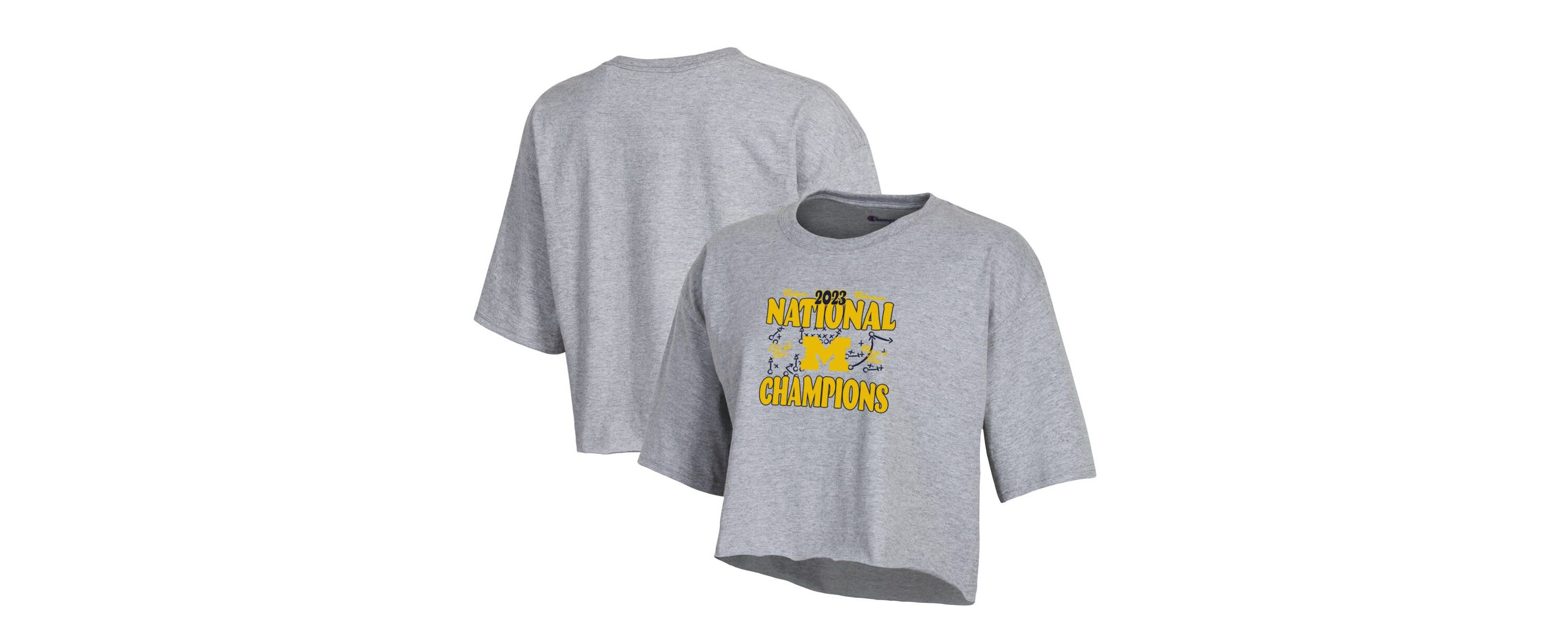 NCAA Michigan Wolverines NCAA Football Playoff 2023 National s Boyfriend Crop T-Shirt