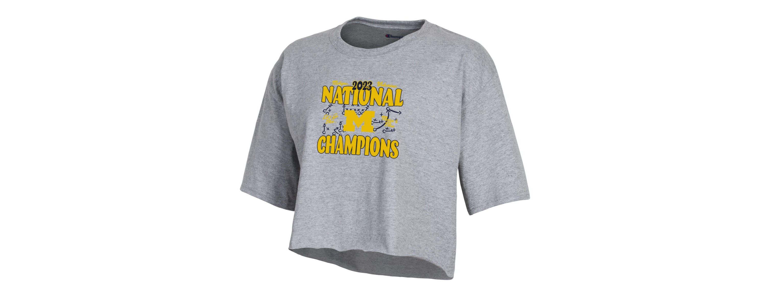 NCAA Michigan Wolverines NCAA Football Playoff 2023 National s Boyfriend Crop T-Shirt