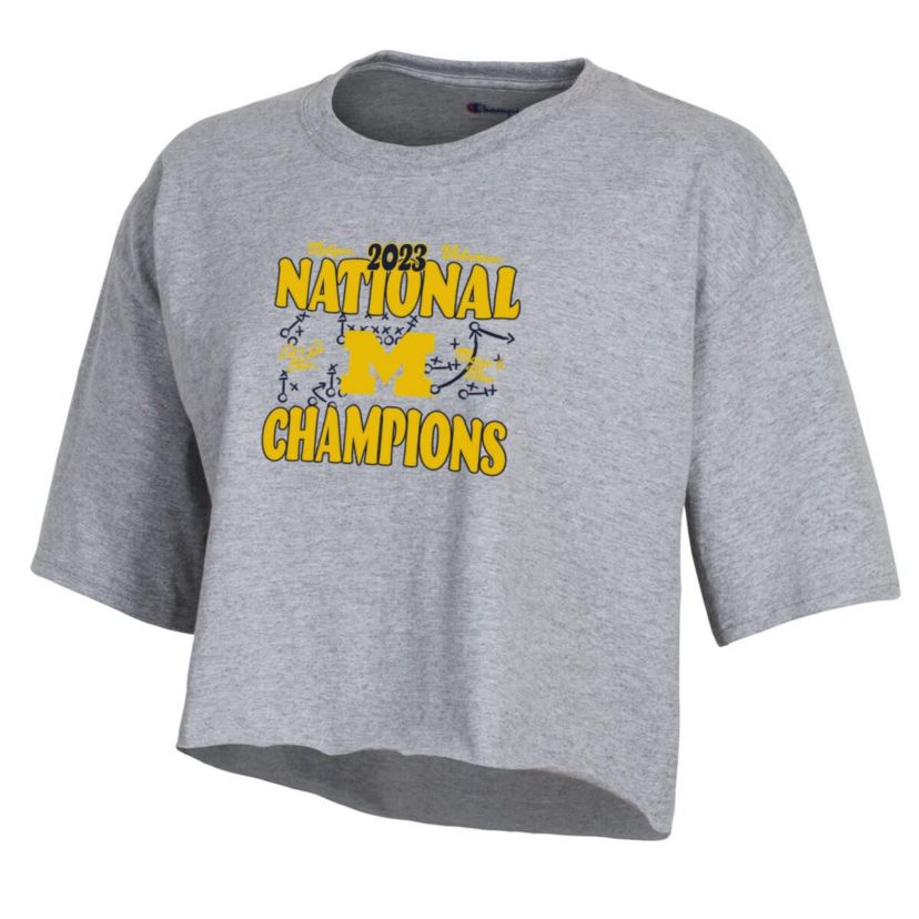 NCAA Michigan Wolverines NCAA Football Playoff 2023 National s Boyfriend Crop T-Shirt