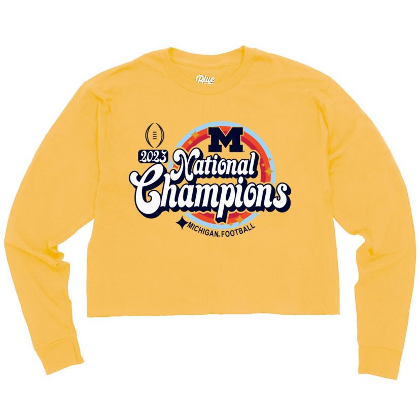 NCAA Michigan Wolverines NCAA Football Playoff 2023 National s Cropped Long Sleeve T-Shirt