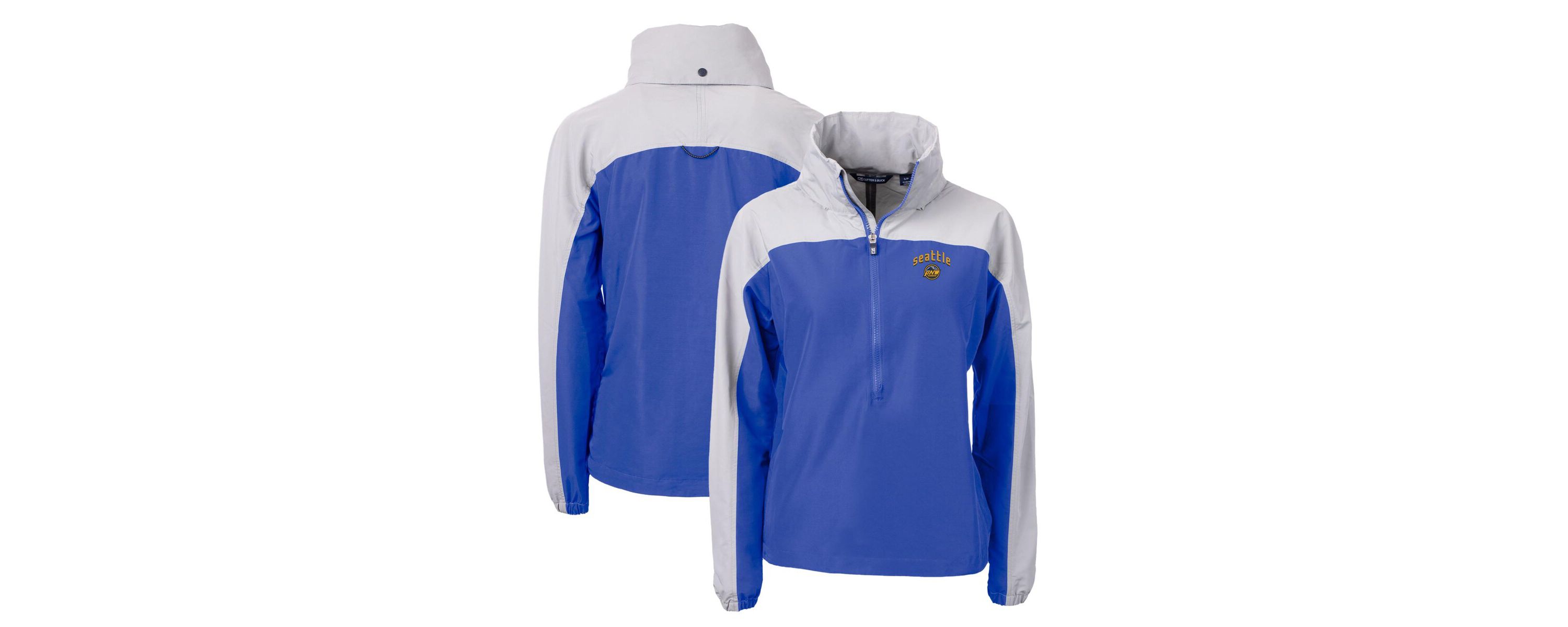 MLB Blue/Gray Seattle Mariners City Connect Charter Eco Recycled Half-Zip Anorak Jacket