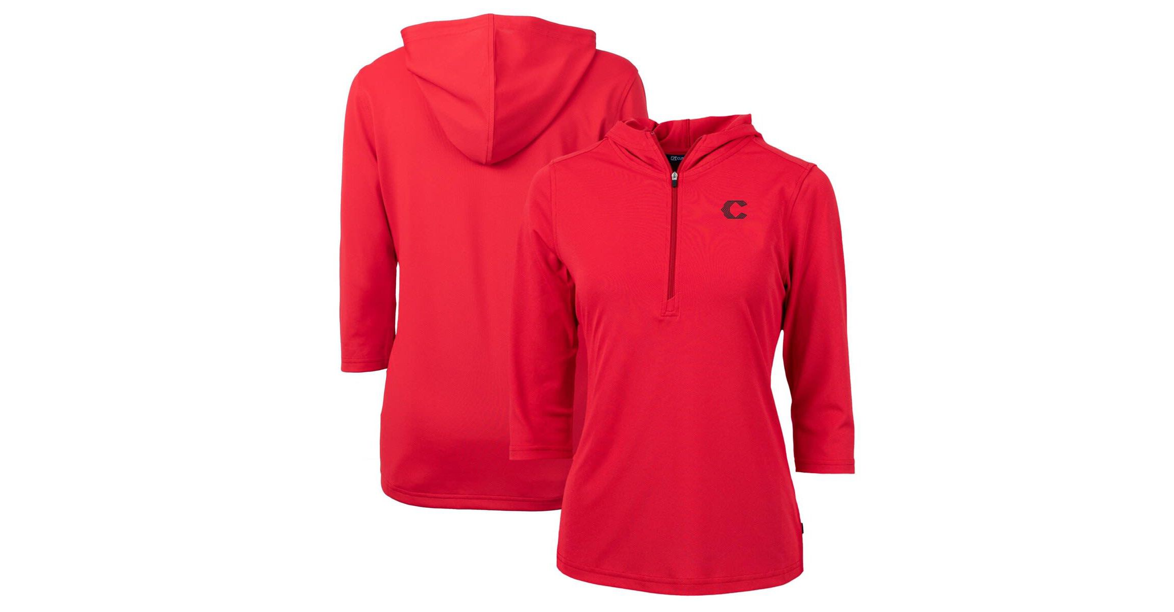 MLB Cincinnati Reds City Connect Virtue Eco Pique Half-Zip 3/4 Sleeve Pullover Hoodie